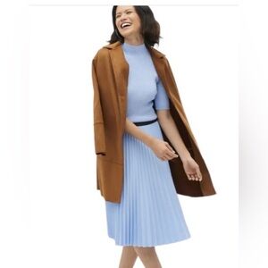 Light Blue Stretch Pleated A-Line Midi Length Skirt Size Large